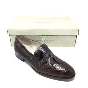 Giorgio Brutini Loafers Shoes Size 9 Brown Lizard